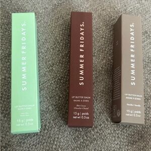 Summer Fridays Lip Butter Balm Bundle

SWEET MINT - HOT COCOA - VANILLA - NIB